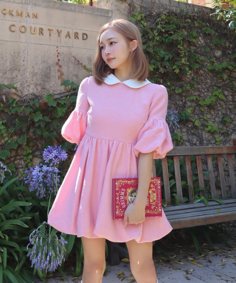 Elle's tweed mini dress (pink) | Little World