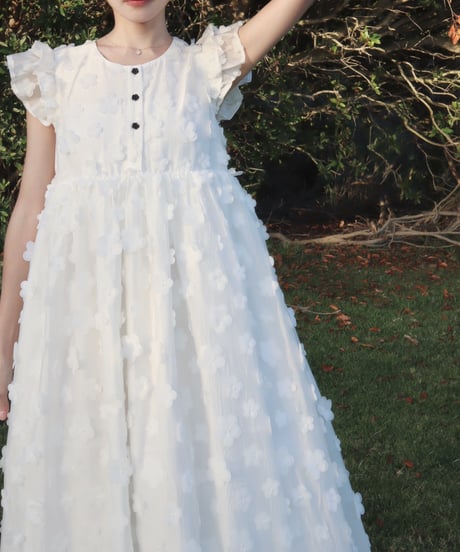 【予約販売】Flower field volume dress
