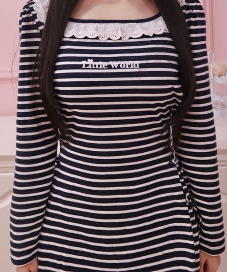 LW border t-shirt dress (navy)