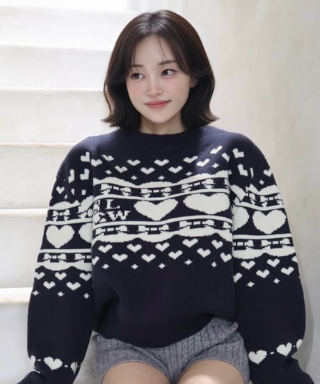 Little teddy Nordic sweater (navy)