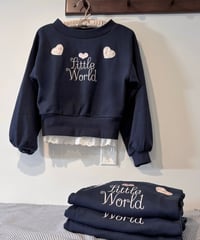 Retro heart patch sweatshirt (navy)
