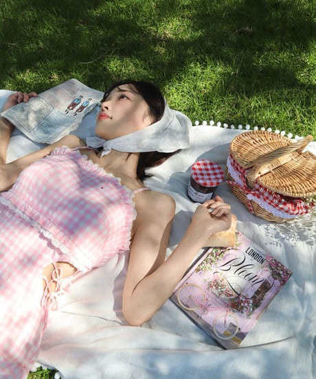 Candy gingham cut-out dress (pink)