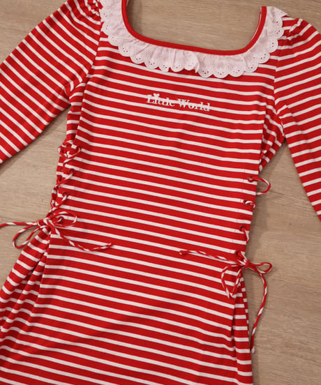 LW border t-shirt dress (red)