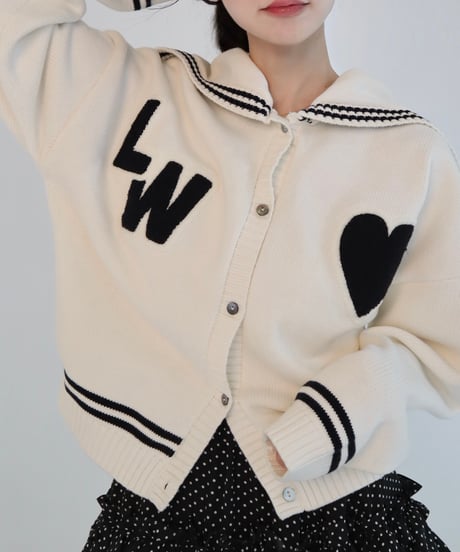 Original patch sailor cardigan