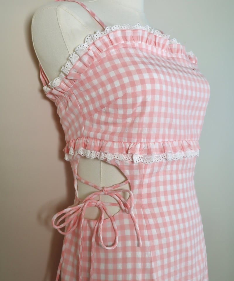 Candy gingham cut-out dress (pink) | Little World