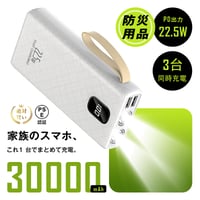 モバイルバッテリー 30000mAh 111Wh 超大容量 ライト付き 緊急照明 懐中電灯型 ポータブルバッテリー 3台同時充電 PD 22.5W 2016