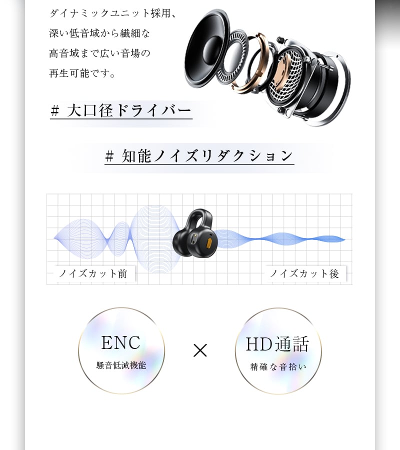 骨伝導イヤホン ENC + AI通話ノイズリダクション 新品 Amazon.co.jp: ワイヤレスイヤホン bluetooth AIスマートENC通話ノイズ