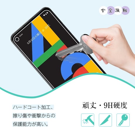 【2枚セット】Google Pixel 4a softbank 強化ガラスフィルム グーグル携帯電話用 液晶保護ガラスシート クリア仕様 高透過率 耐衝撃 スクラッチ防止 防汚撥水 指紋防止 906