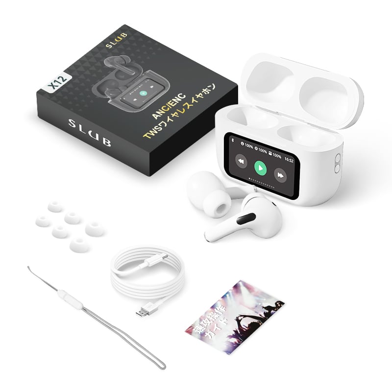 2025最新モデル／ 液晶付きイヤホン ワイヤレスイヤホン 大画面搭載