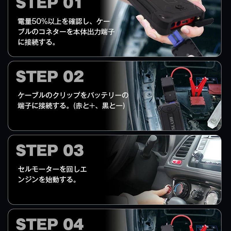ジャンプスターター 12V車用エンジンスターター バッテリー上がり 外部
