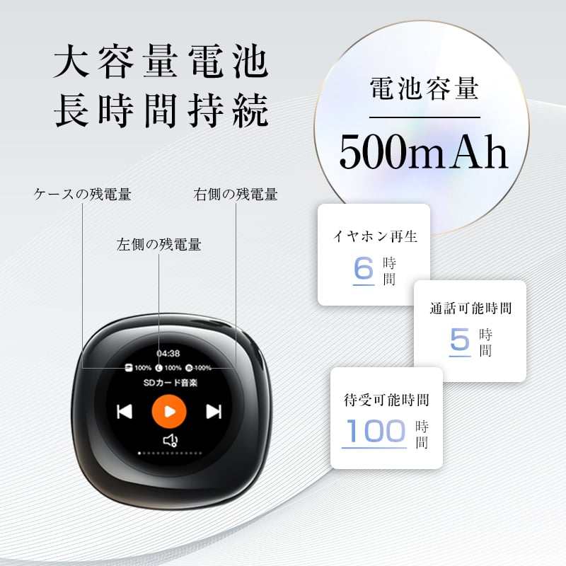 イヤホン sd 骨伝導イヤホン 液晶搭載 Bluetooth 5.4 耳を塞がない 周囲の音が