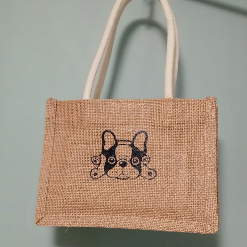 みーさんページ❤️ハンドメイド かごバッグ 麻バッグ 犬バッグ フレブル ミニバッグ リネン 麻 防水加工 かごバッグ ジュートバッグ