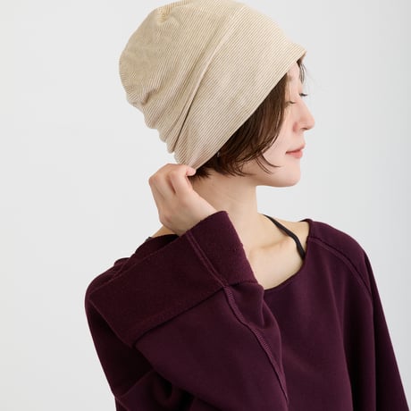 天4方ピンボーダーシャロット　ORCOTT　オーガニックコットン