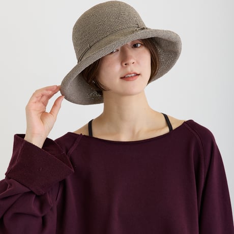 UVカット・洗えるOJO（オージョ）手編み中つばセーラーハット