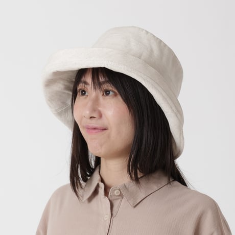 オーガニックコットン・麻混チューリップハット　NOC（日本オーガニックコットン流通機構）認定商品