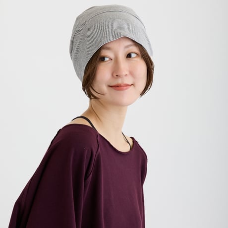 天4方ピンボーダーシャロット　ORCOTT　オーガニックコットン