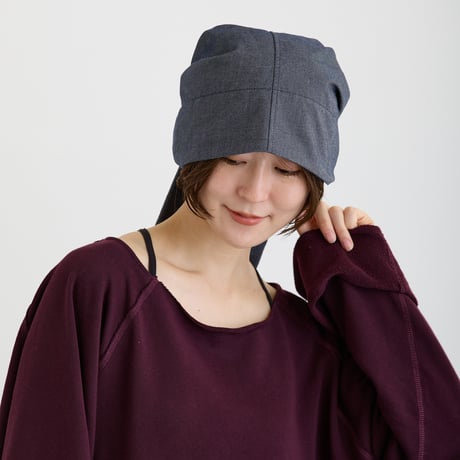 オーガニックコットンデニムバンダナゆったりフィット