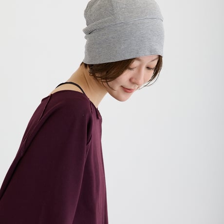 天4方ピンボーダーシャロット　ORCOTT　オーガニックコットン
