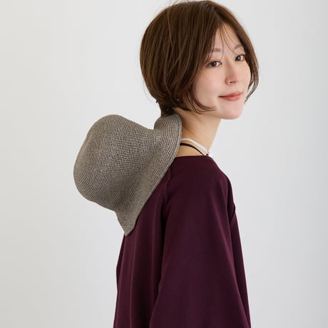 UVカット・洗えるOJO（オージョ）手編み小つばクロッシェハット　あご紐付き