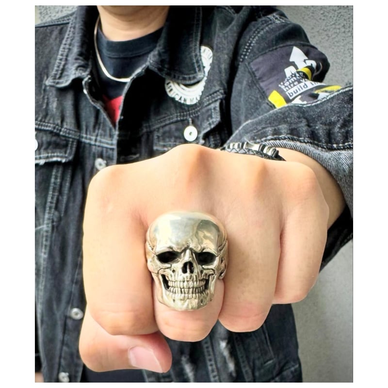 ラージスカルリング「真陸 華」まんろく はな 女性顔スカル