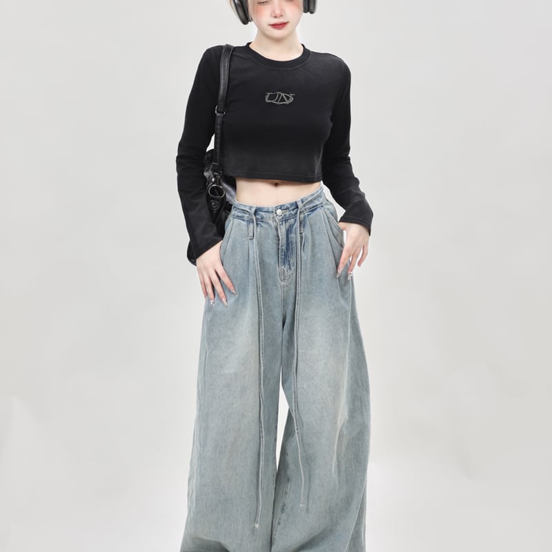   Jeans クロップドTシャツ ブラック I LOVE TREASURE クロップド Tシャツ（BLACK） – YGEX OFFICIAL SHOP