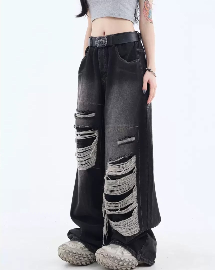 リメイクワイドバギーダメージデニムパンツ ワイドバギーダメージデニムパンツ – WEGO ONLINE STORE