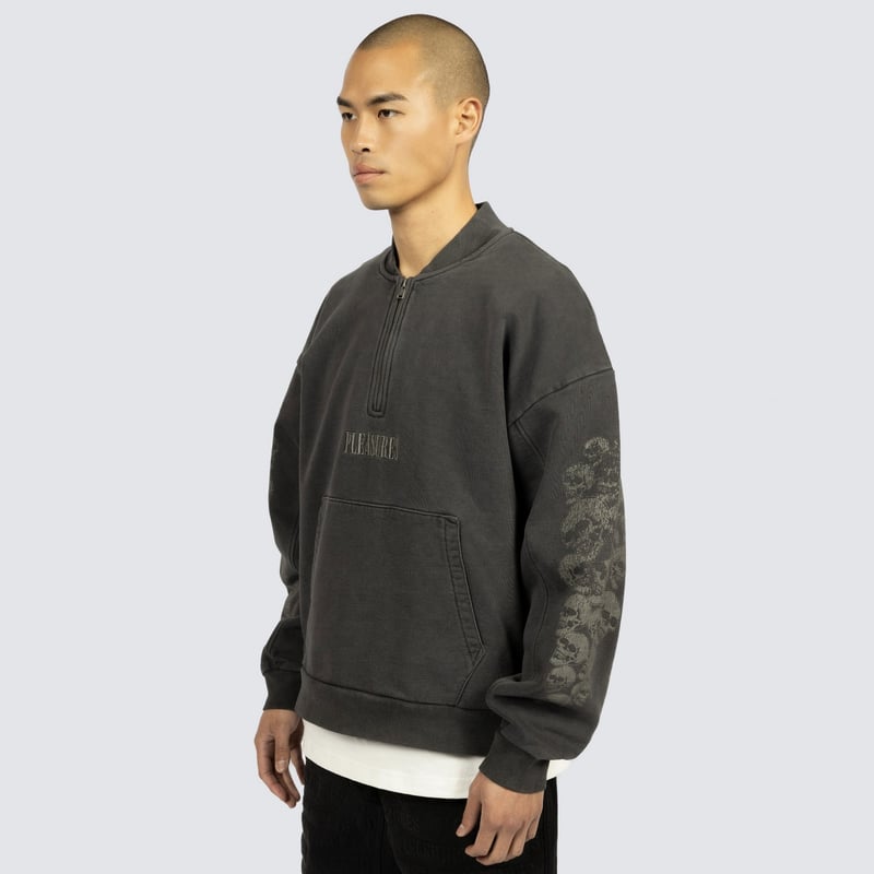 PLEASURES/プレジャーズ】SKULL SPIRAL QUARTER ZIP クオータ