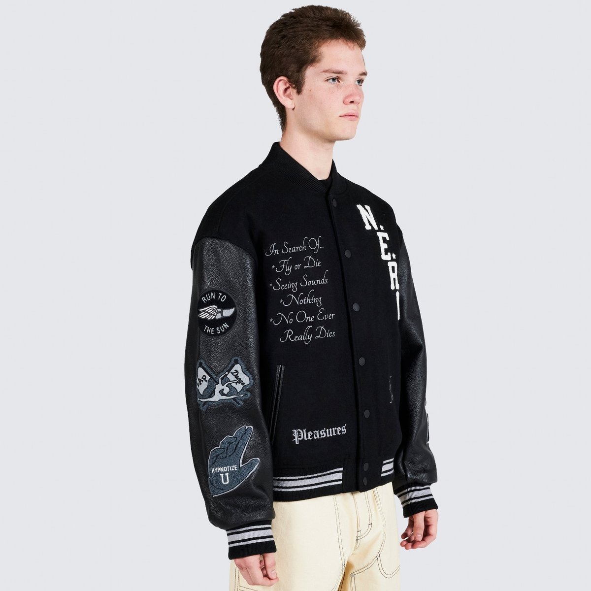 PLEASURES/プレジャーズ×N.E.R.D.】NERD VARSITY JACKET 