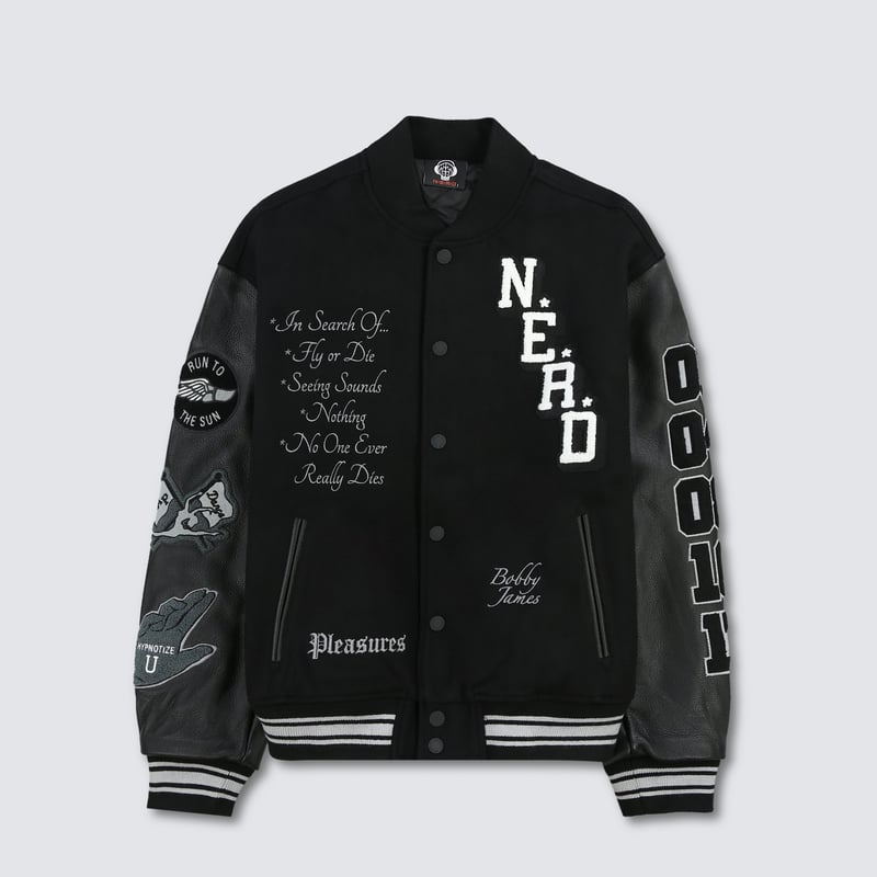 PLEASURES(プレジャーズ) 限定品 PLEASURES/プレジャーズ×N.E.R.D.】NERD VARSITY JACKET