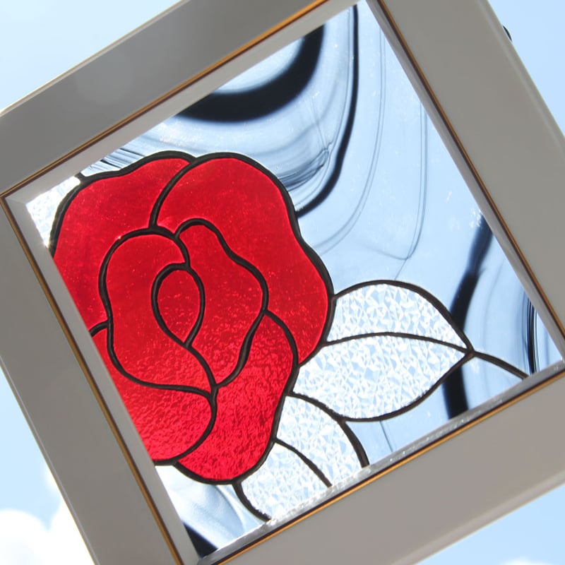 専用ステンドグラス　スクエアローズ オリジナルステンドグラス『スクエアローズ』 | shop煌LaLa