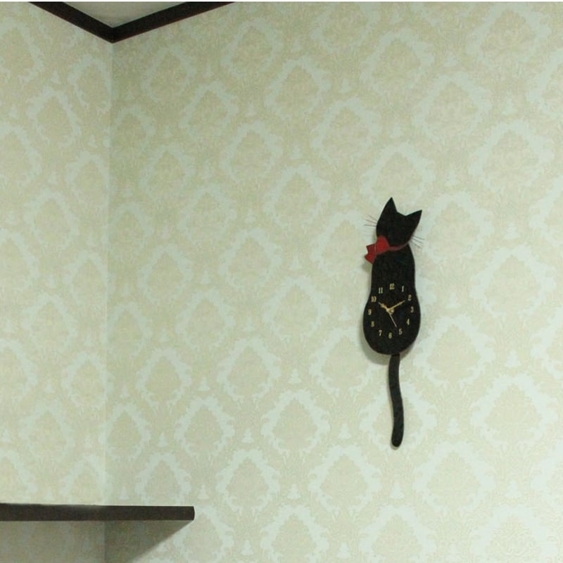 オリジナルステンドグラス『ネコ時計・黒猫』 | shop煌LaLa