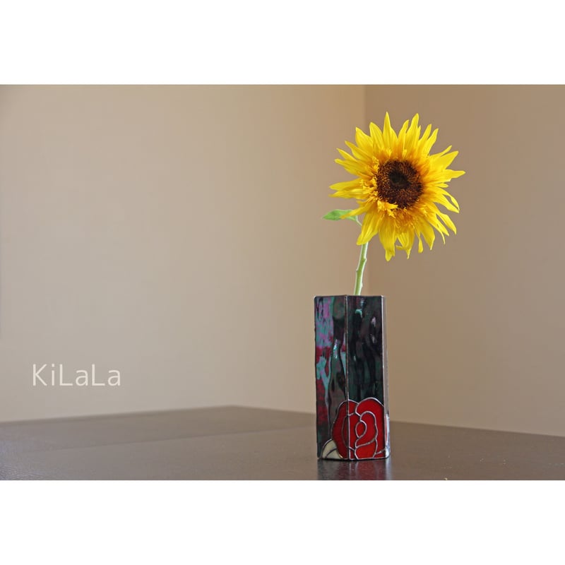 オリジナルステンドグラス『薔薇の花瓶』 | shop煌LaLa オリジナルステンドグラス『薔薇の花瓶』 | shop煌LaLa