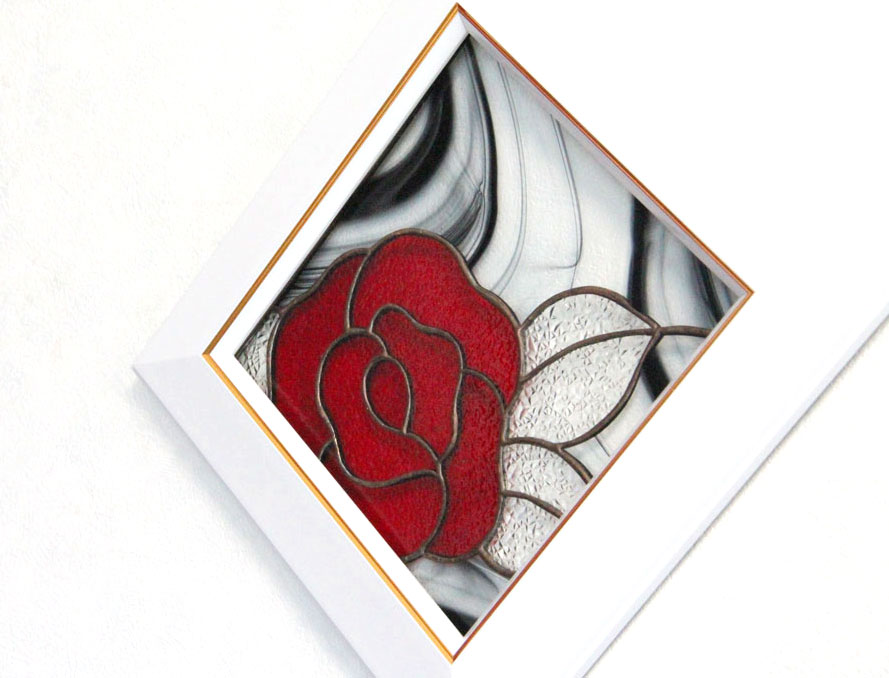 専用ステンドグラス　スクエアローズ オリジナルステンドグラス『スクエアローズ』 | shop煌LaLa