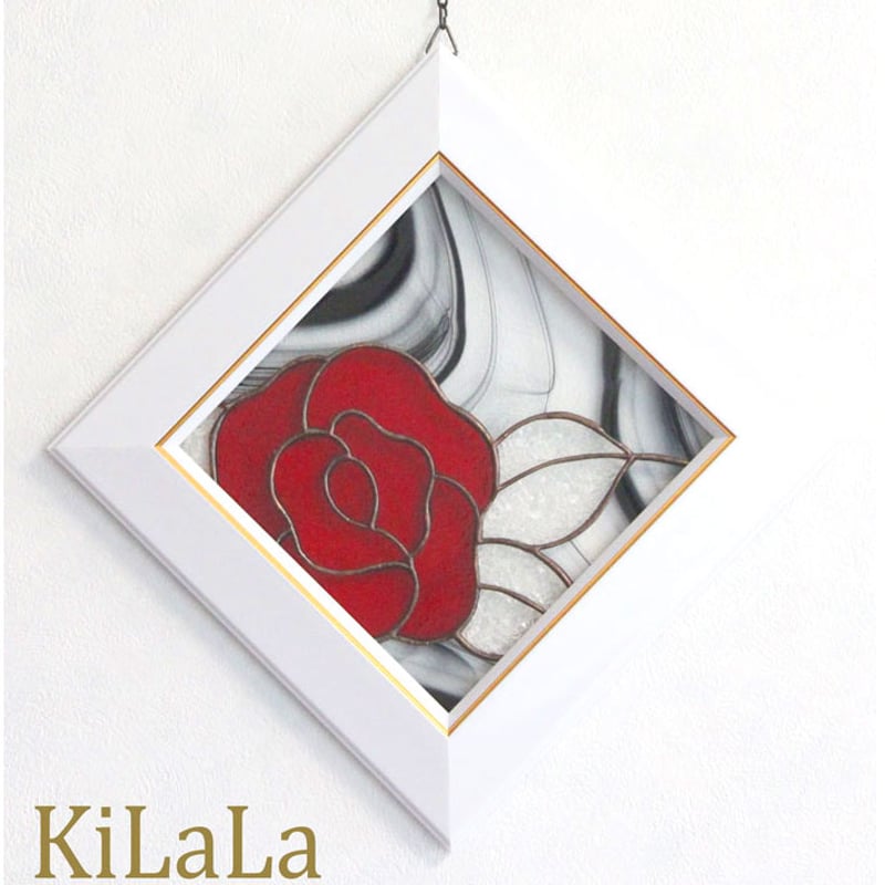 専用ステンドグラス　スクエアローズ オリジナルステンドグラス『スクエアローズ』 | shop煌LaLa