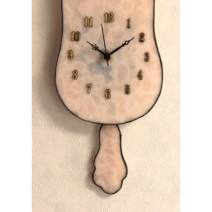 オリジナルステンドグラス『後ろ向きワンちゃん時計（トイプードル