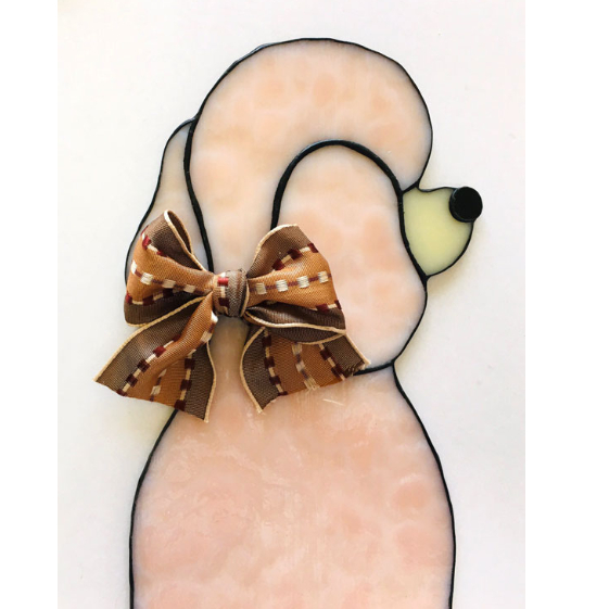 オリジナルステンドグラス『後ろ向きワンちゃん時計（トイプードル