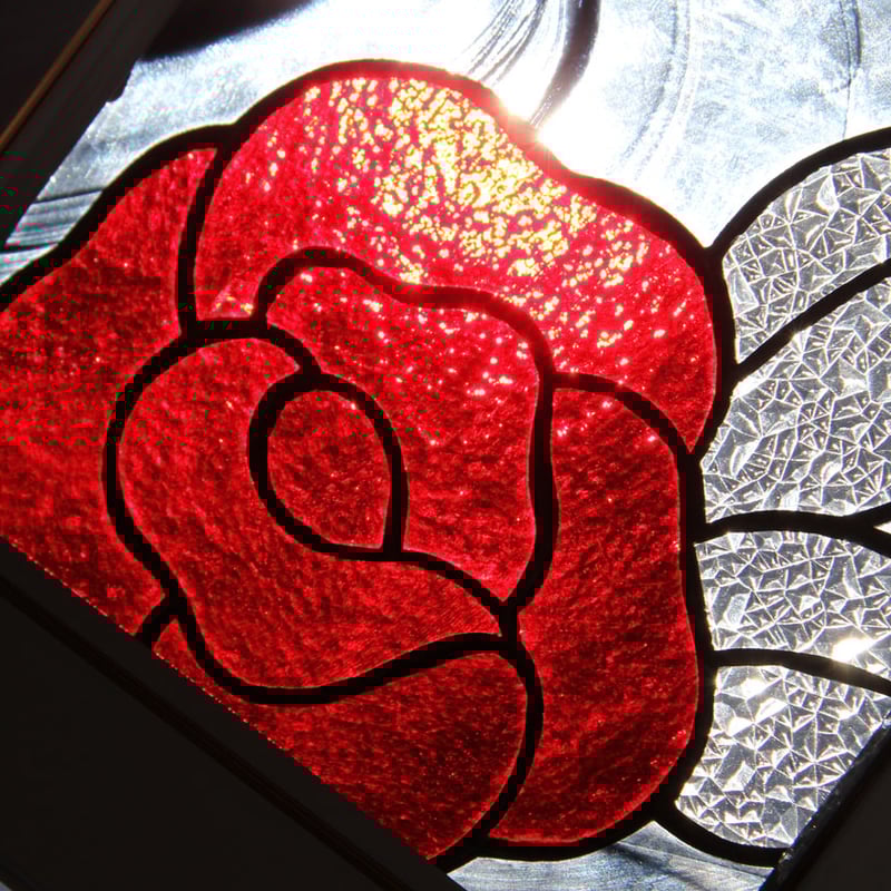 バラのステンドグラス オリジナルステンドグラス『スクエアローズ』 | shop煌LaLa