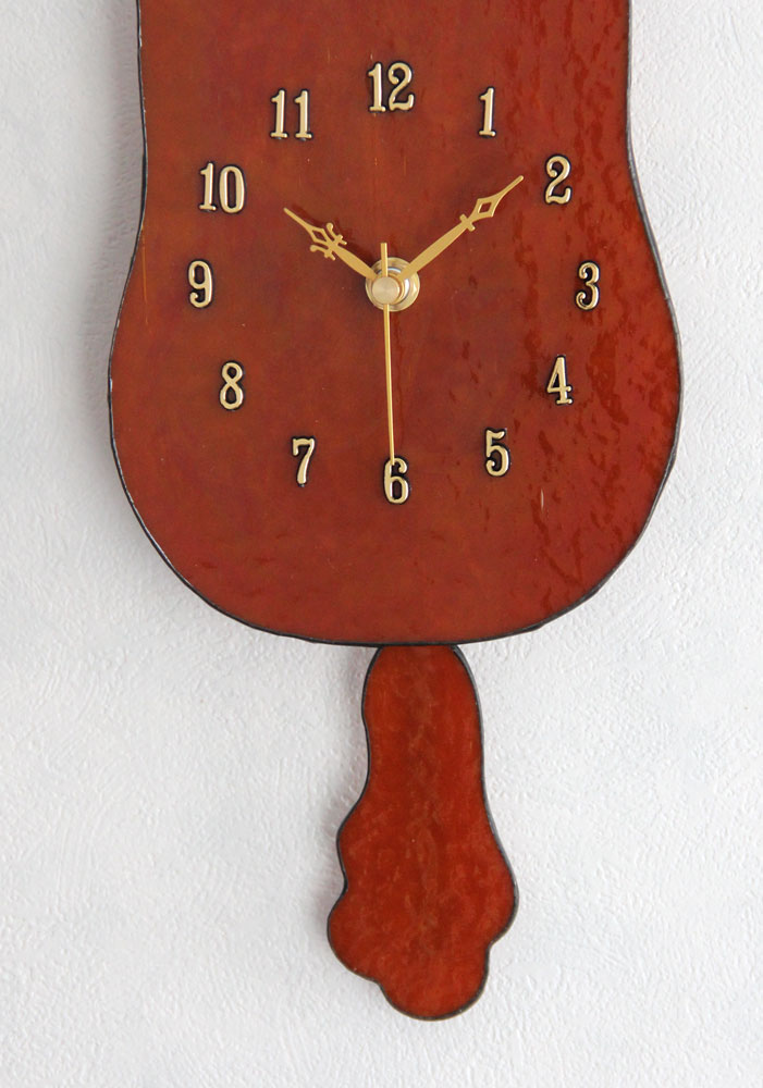 オリジナルステンドグラス『後ろ向きワンちゃん時計（トイプードル