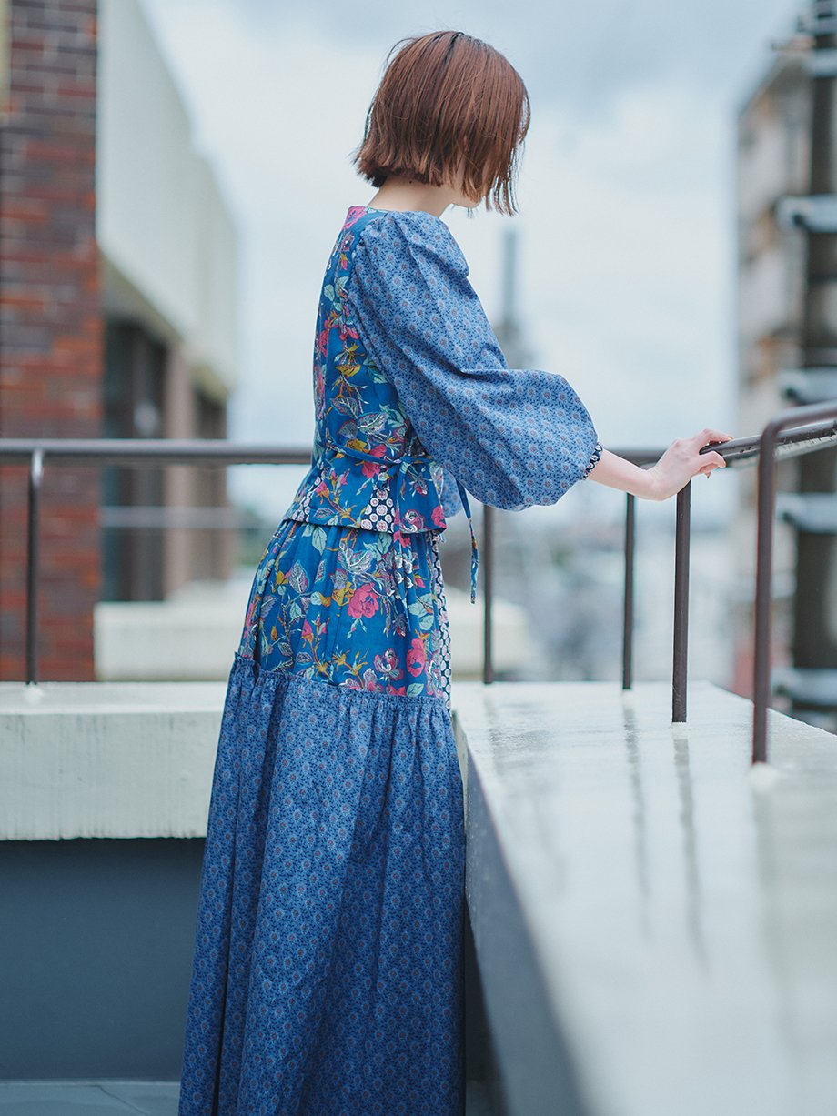 SOULEIADO×maiando【ブラウス&スカートキットセット】ネイビーブルー