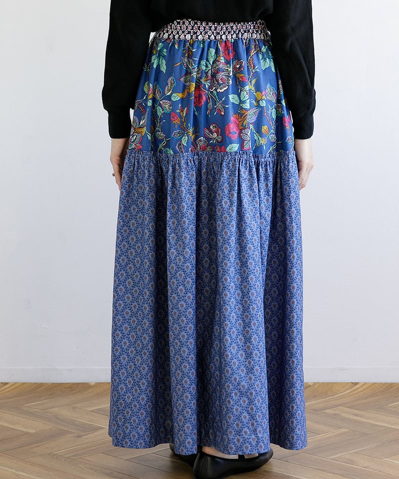 日曜限定大特価❗️【新品】メゾンドソイル　シルクドットギャザースカート　ネイビー 新品】メゾンドソイル シルクドットギャザースカート ネイビー