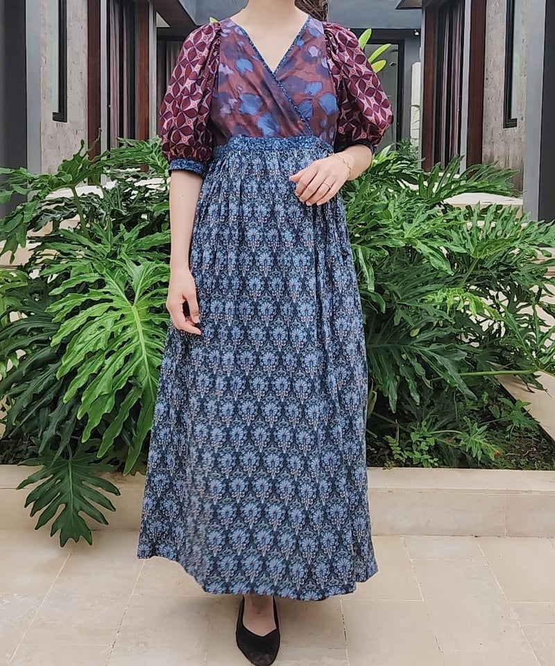 maiando×Lilla Blomma【ボリューム袖のカシュクールワンピース型紙