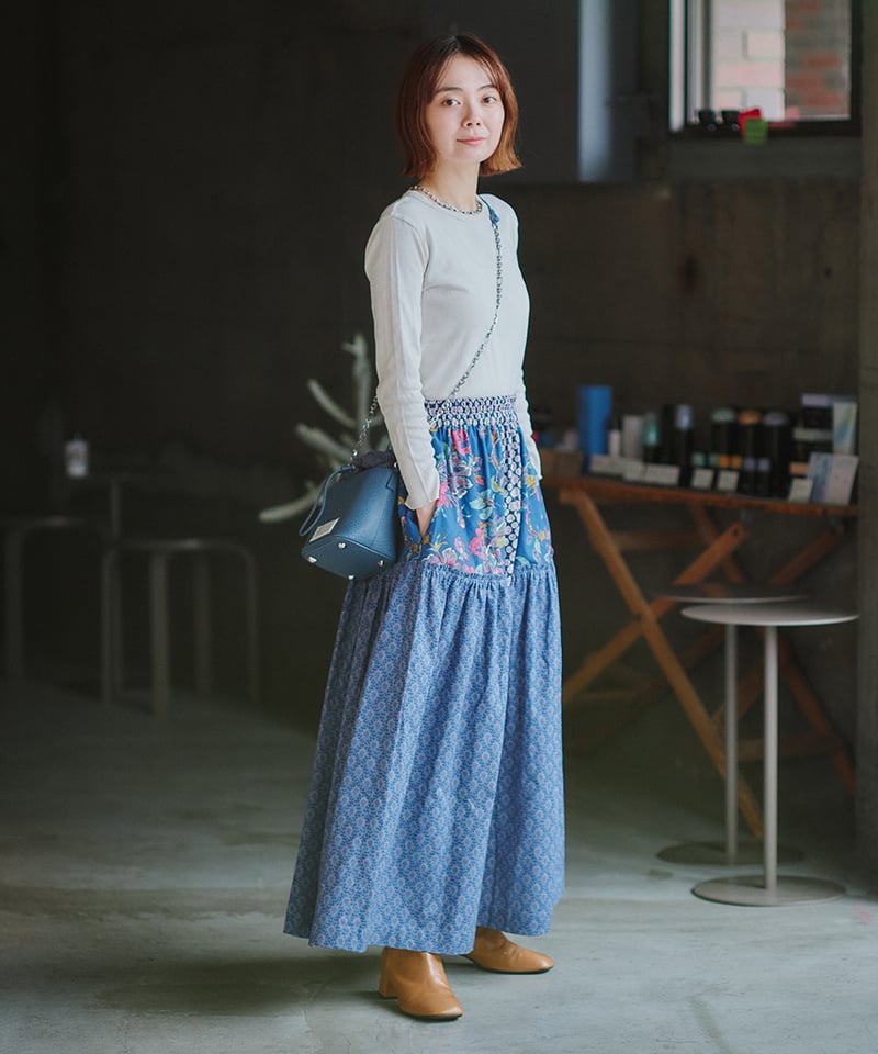 SOULEIADO【ラインギャザースカートキット】ネイビーブルー | maiando