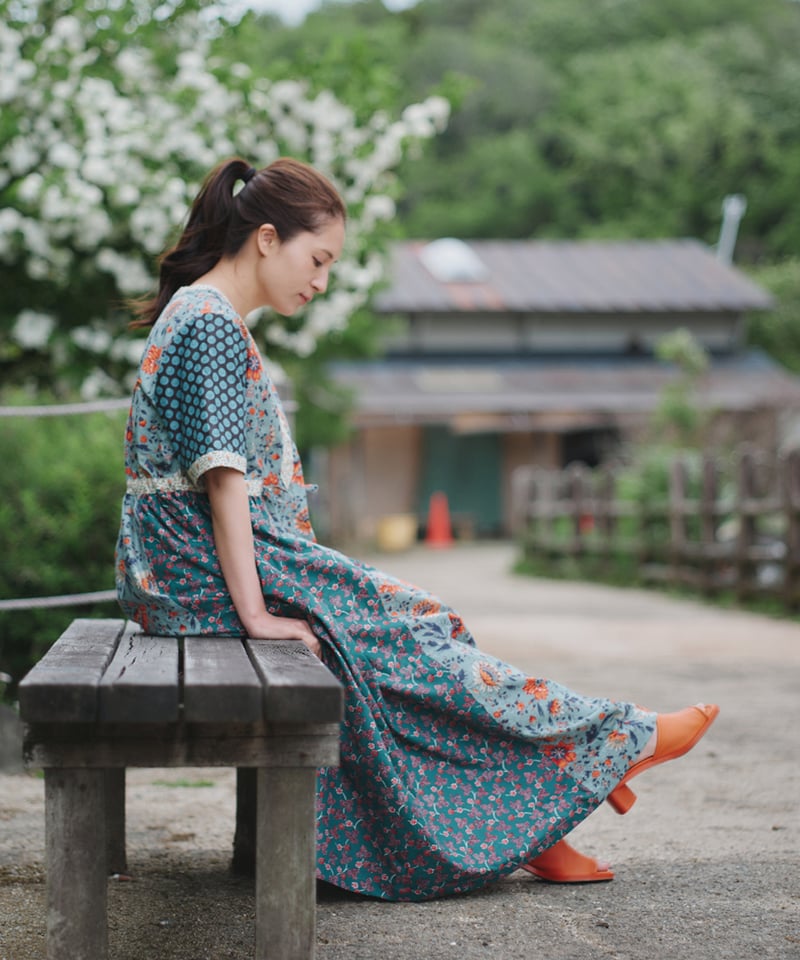 【未使用】SOULEIADO 総柄プリントワンピース SOULEIADO【-Rani-ワンピース】ブルー <キット>or<材料セット> | maiando