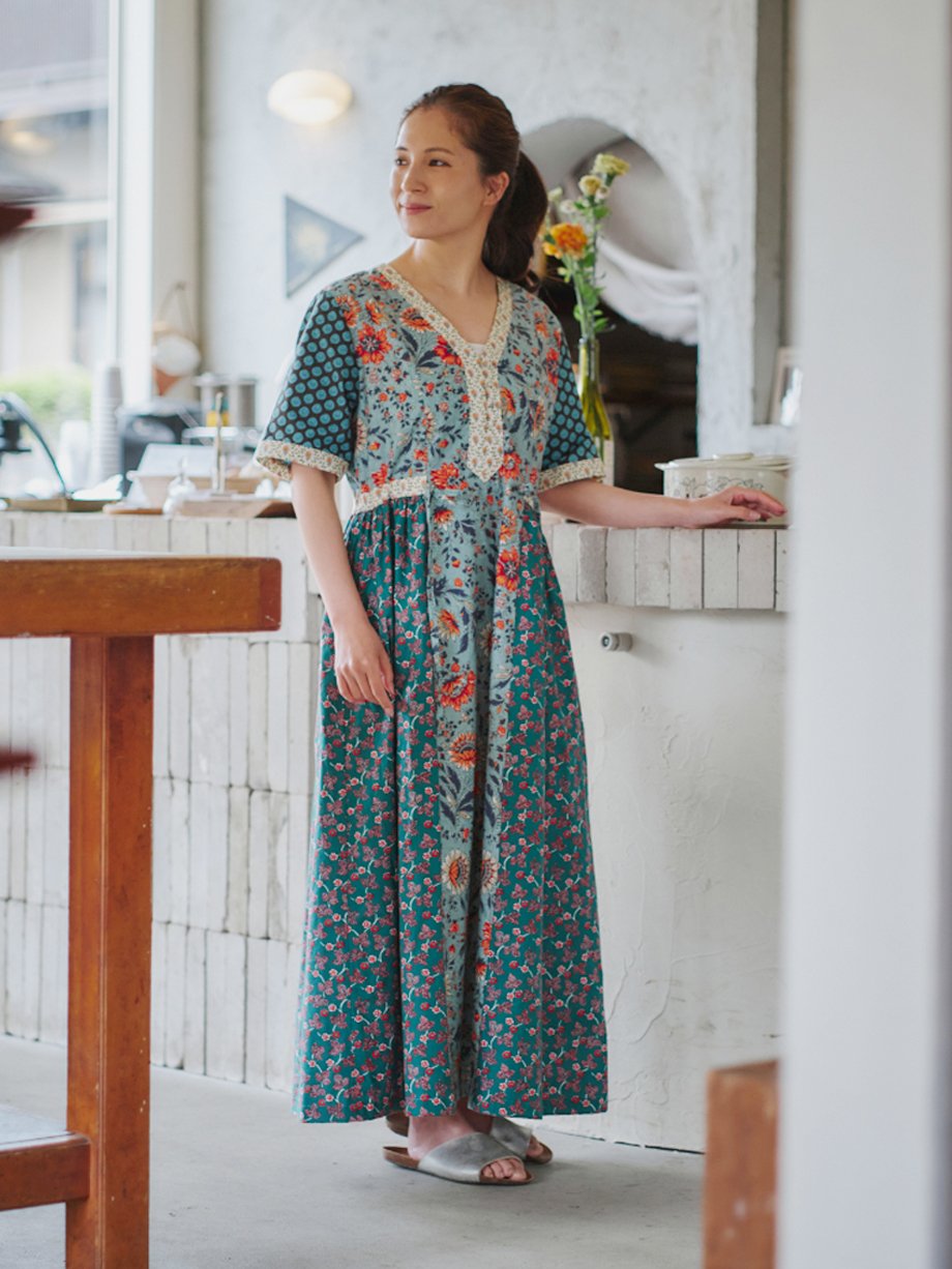 ソレイアード×マイアンドウ×TWELVE　Rani　ワンピースキット/ブルー SOULEIADO【-Rani-ワンピース】ブルー <キット>or<材料セット> | maiando