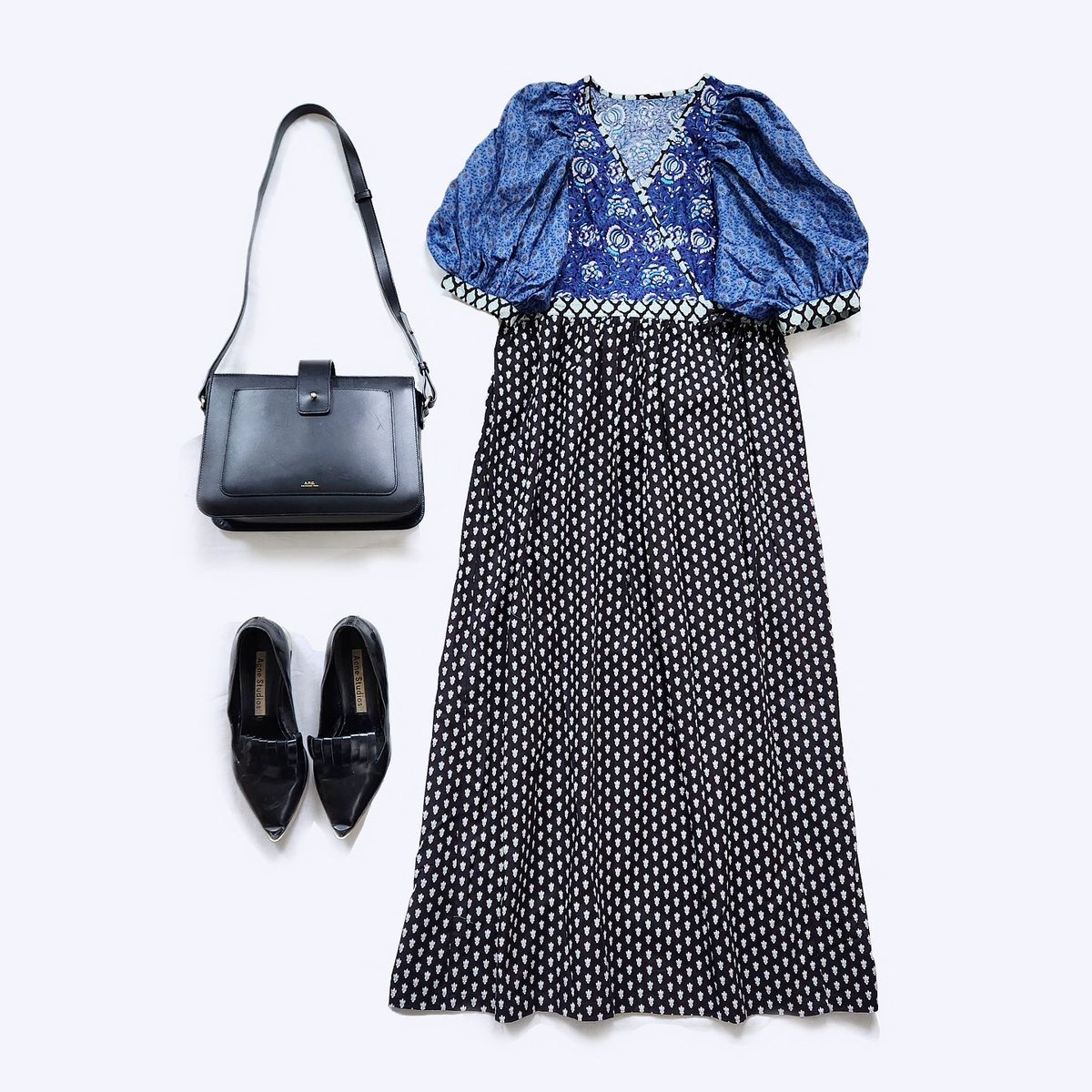 SOULEIADO【ボリューム袖のカシュクールワンピースキット