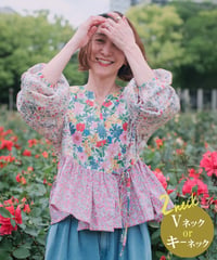 maiando×patternLabel【2ネックカシュクールカーデ】<キット>/<材料セット>ピンク(LIBERTY FABRICS)