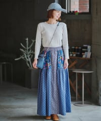SOULEIADO【ラインギャザースカートキット】ネイビーブルー
