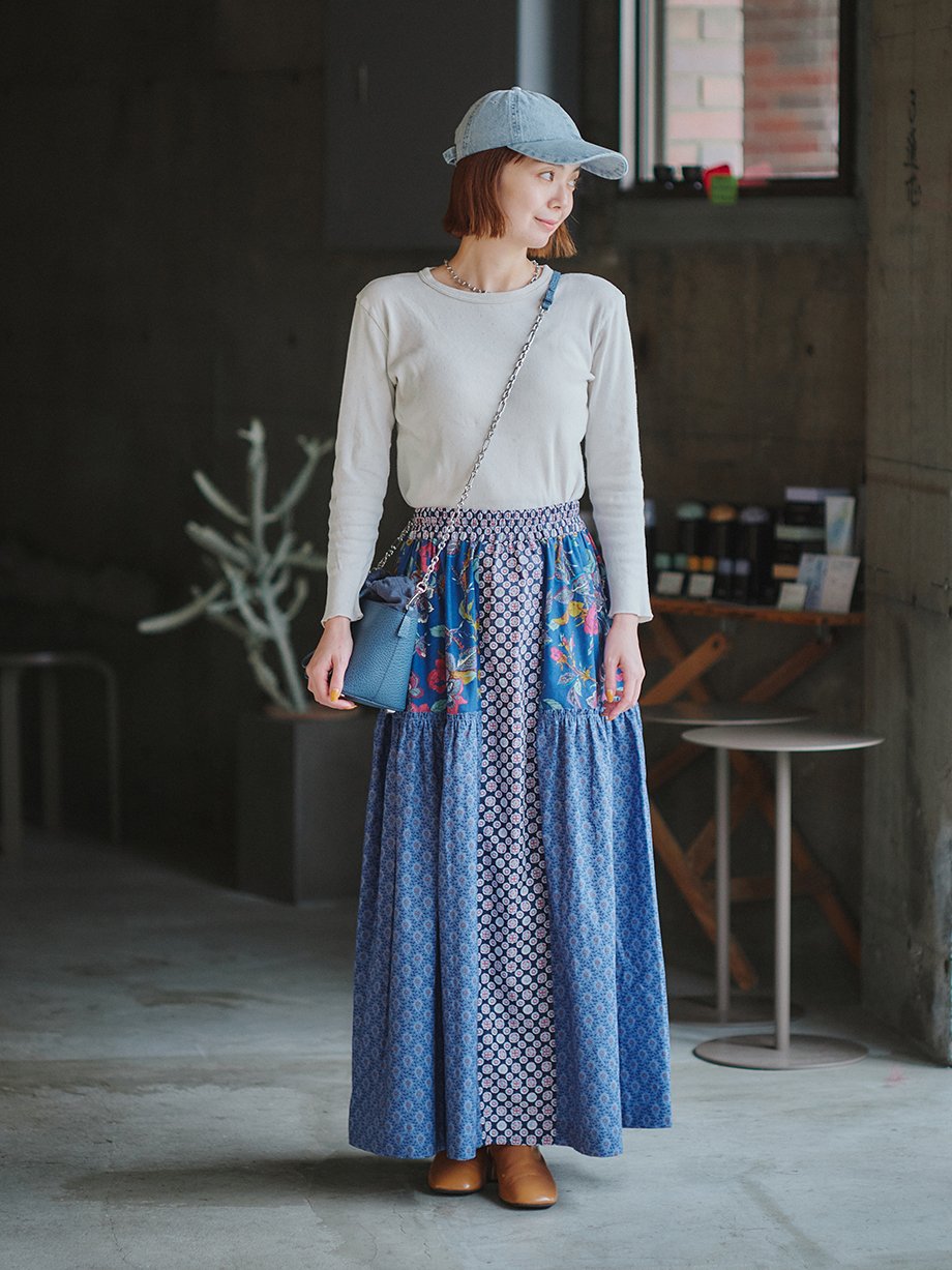 SOULEIADO x maiando ラインギャザースカートキット SOULEIADO【ラインギャザースカートキット】ネイビーブルー | maiando