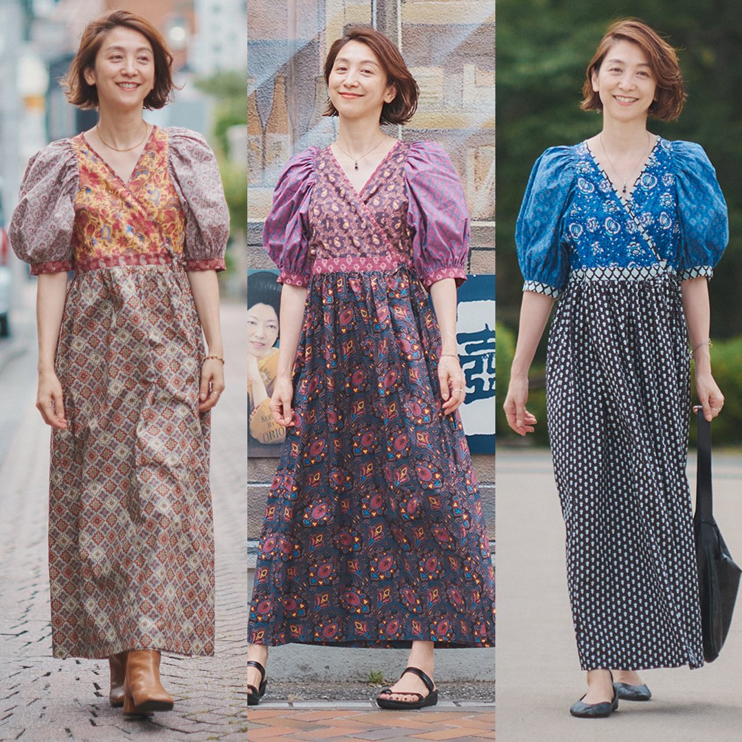 maiando×Lilla Blomma【ボリューム袖のカシュクールワンピース型紙