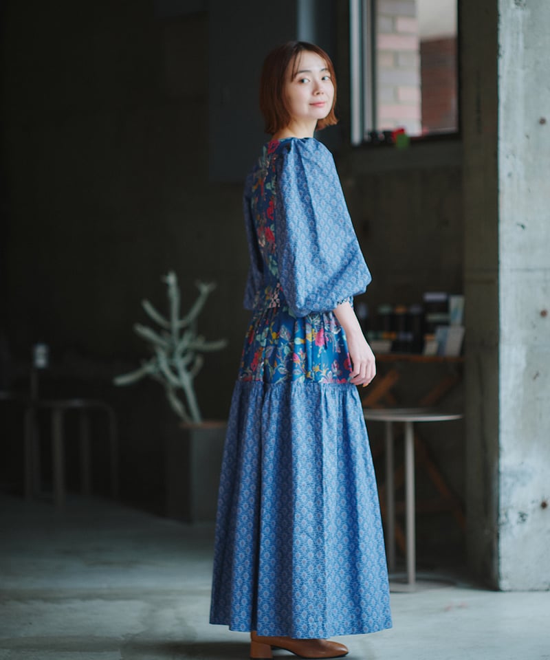 Melo mode上着プラススカートセット SOULEIADO×maiando【ブラウス&スカートキットセット】ネイビー